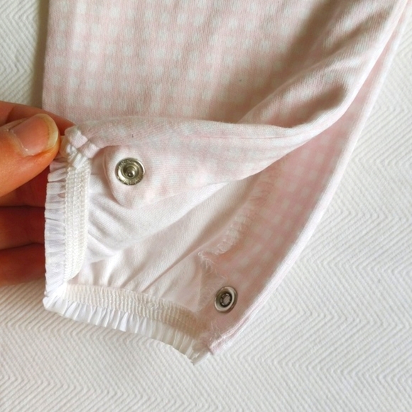 NEW absorba paris pastel pink gingham jumpsuit with petite ruffle trim 3-6 month - Picture 5 of 9